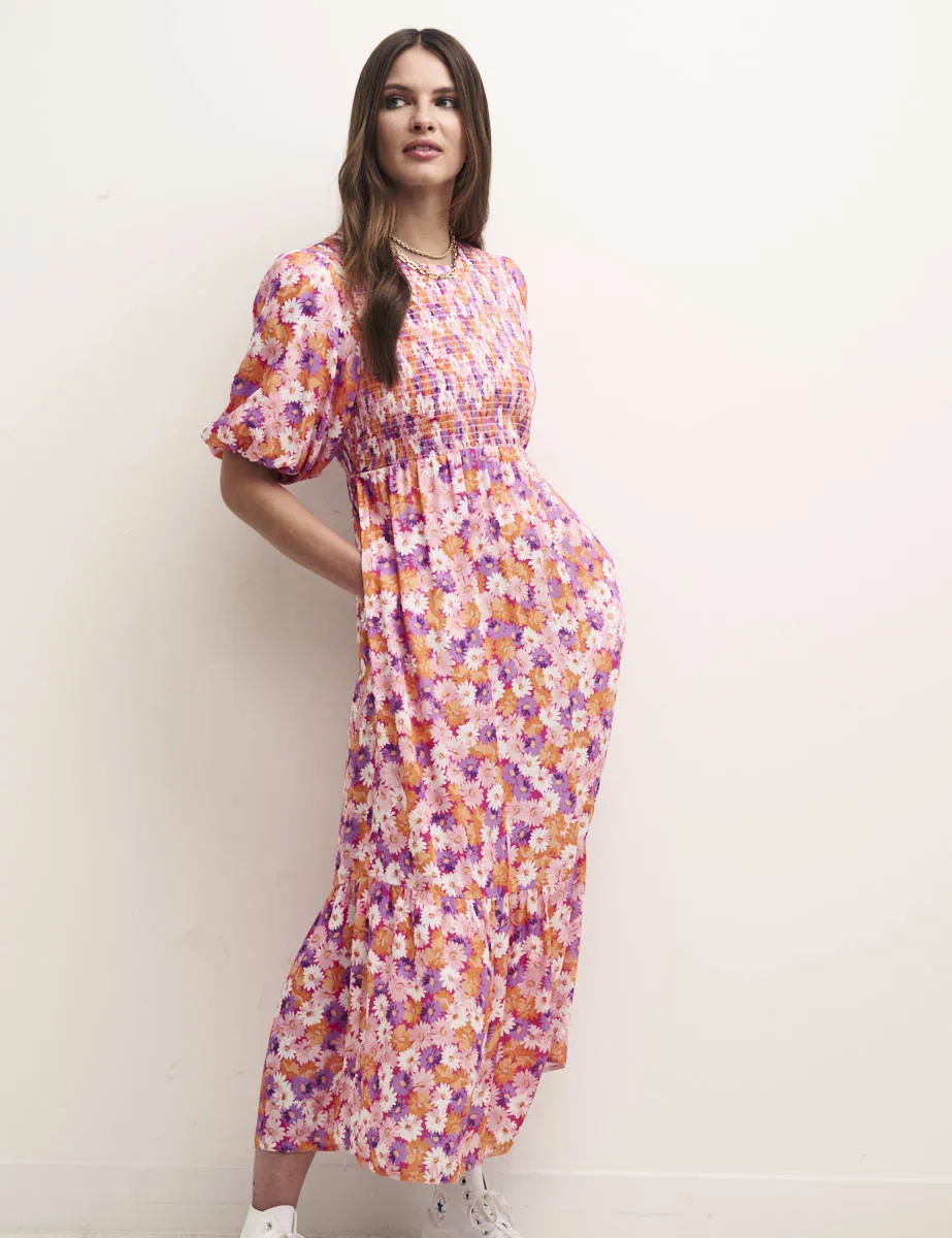 Multi Daisy Floral Kelsie Midi Dress