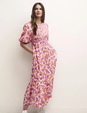 Multi Daisy Floral Kelsie Midi Dress