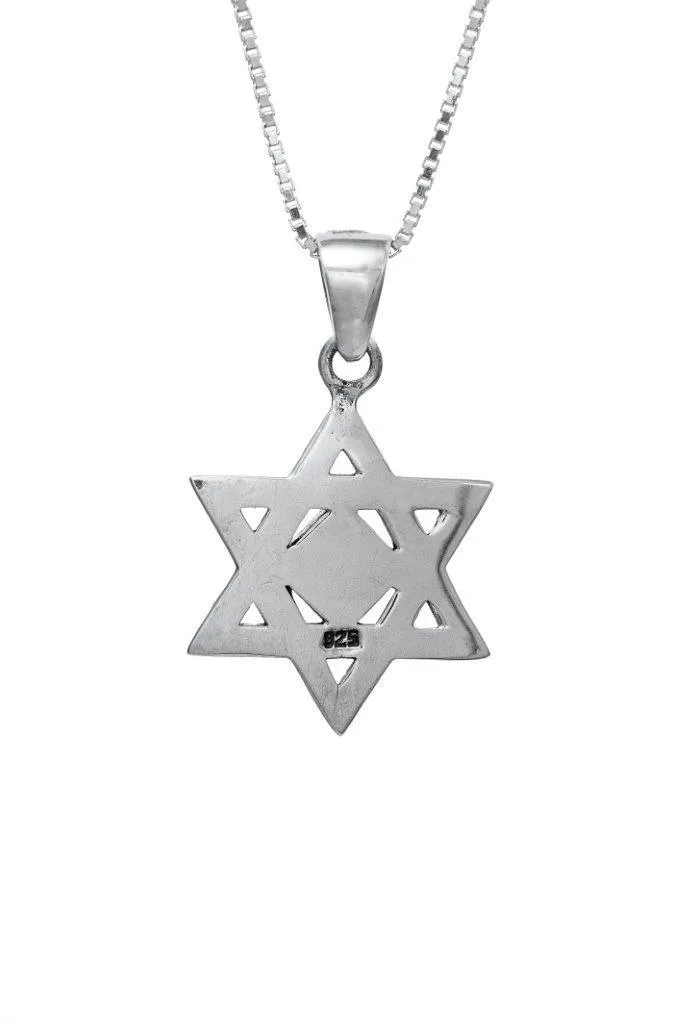 Nano Sim OB Silver Pendant - Star of David with Rope design From the Holyland