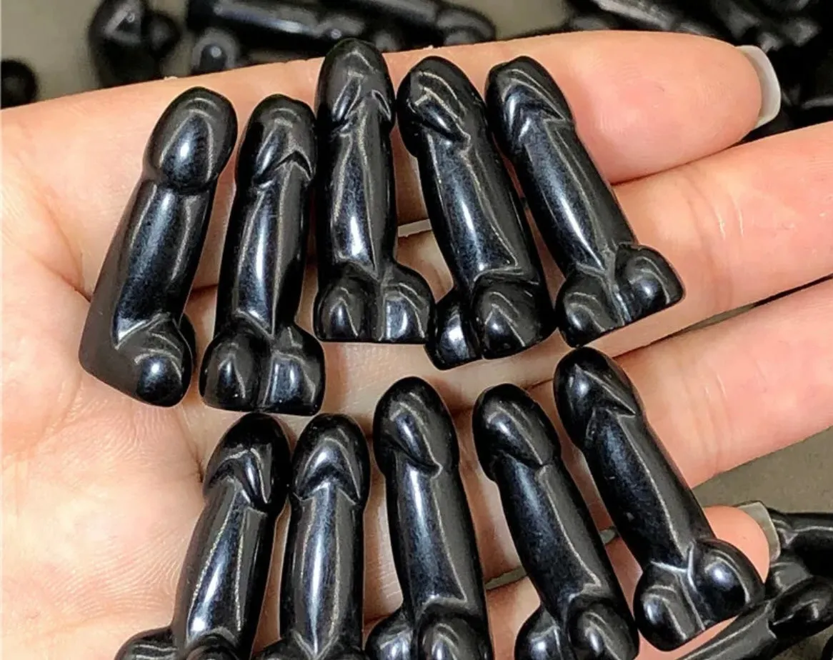 Natural Black Obsidian Penis- small