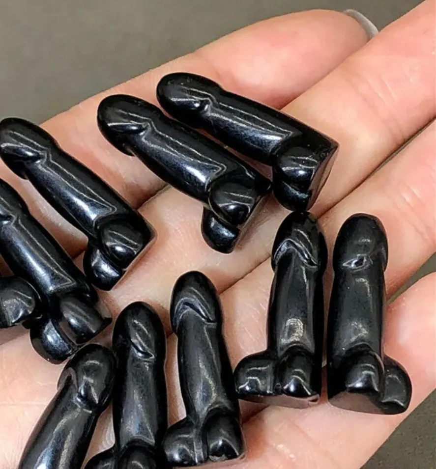 Natural Black Obsidian Penis- small