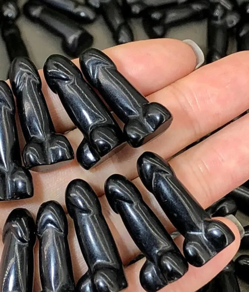 Natural Black Obsidian Penis- small