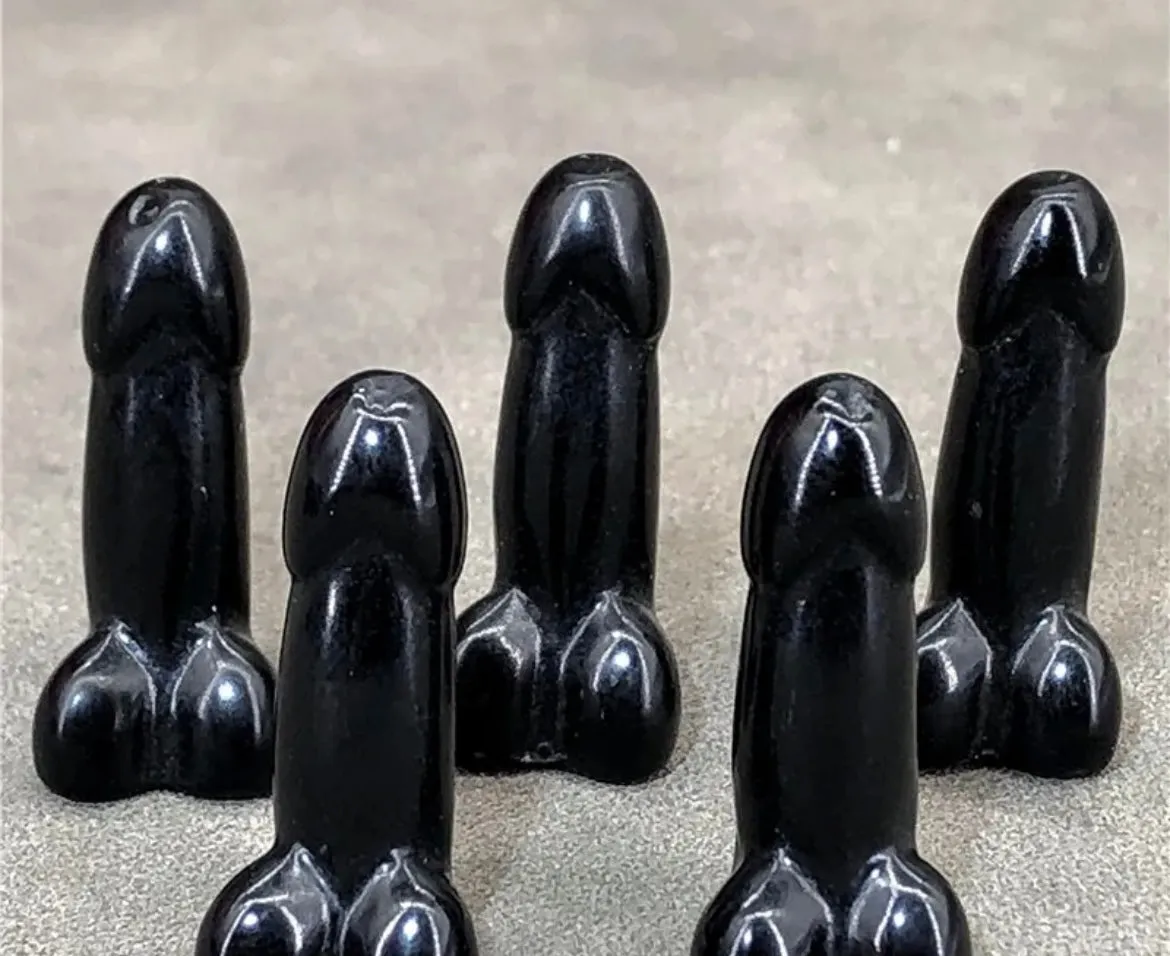 Natural Black Obsidian Penis- small