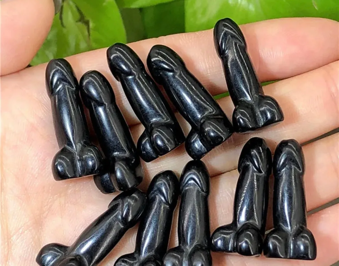 Natural Black Obsidian Penis- small