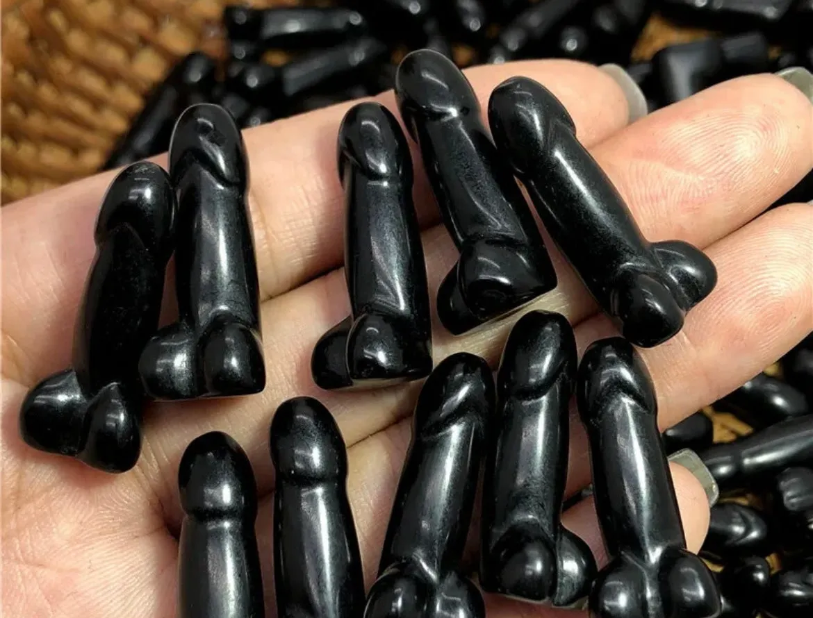 Natural Black Obsidian Penis- small