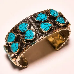 Natural Turquoise Nepali Cuff Bracelet