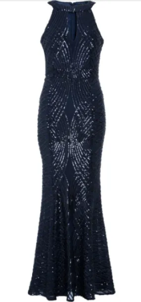 Navy Sequin Mermaid Gown