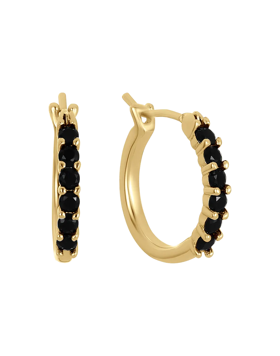 Noir Huggie Hoops