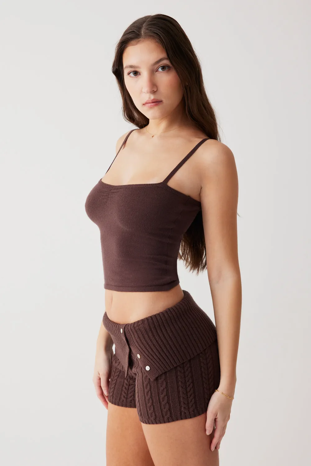 Nolan Cable Cloud Knit Mini Short - Mocha