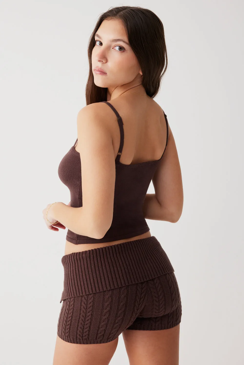 Nolan Cable Cloud Knit Mini Short - Mocha