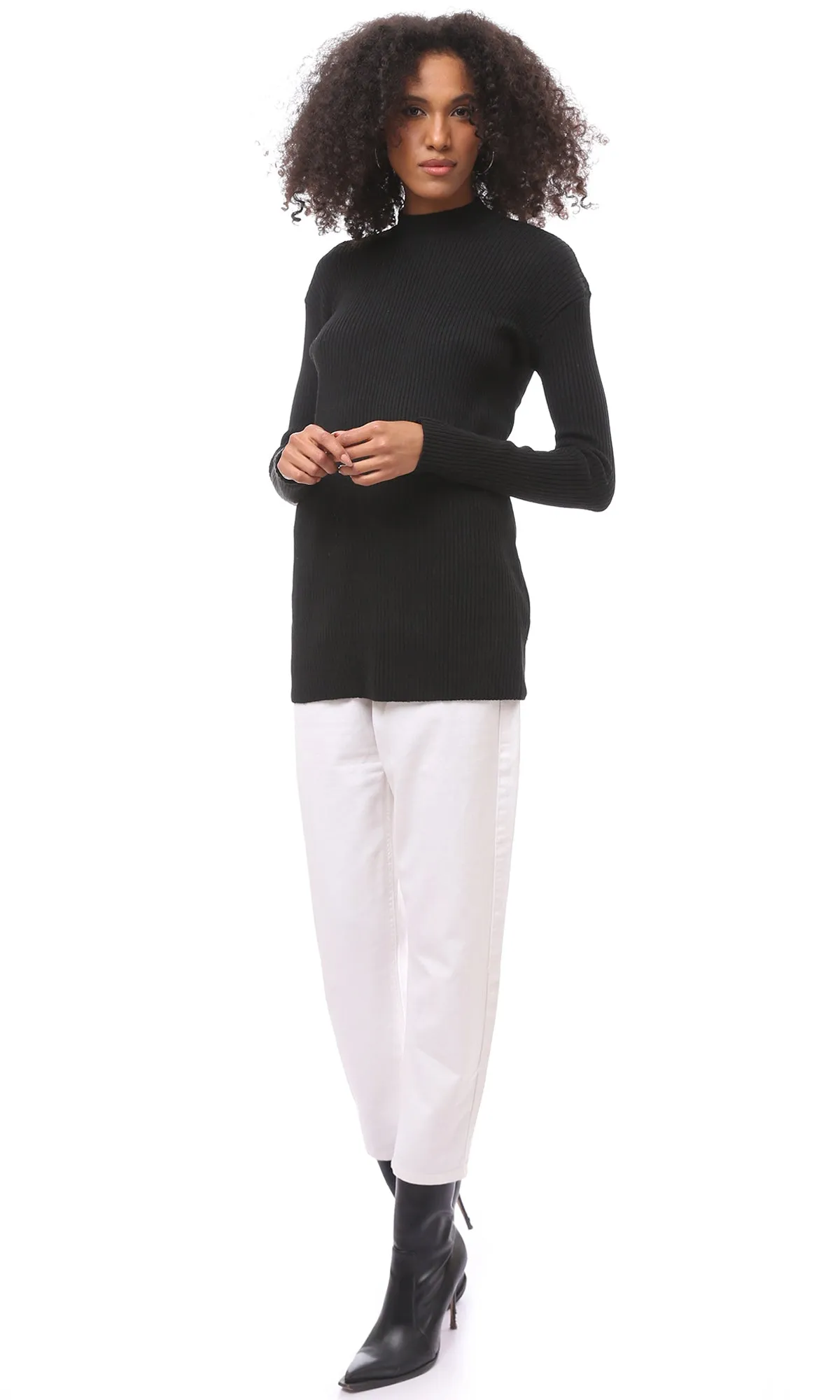 O172558 Slip On Black Regular Fit Black Basic Pullover