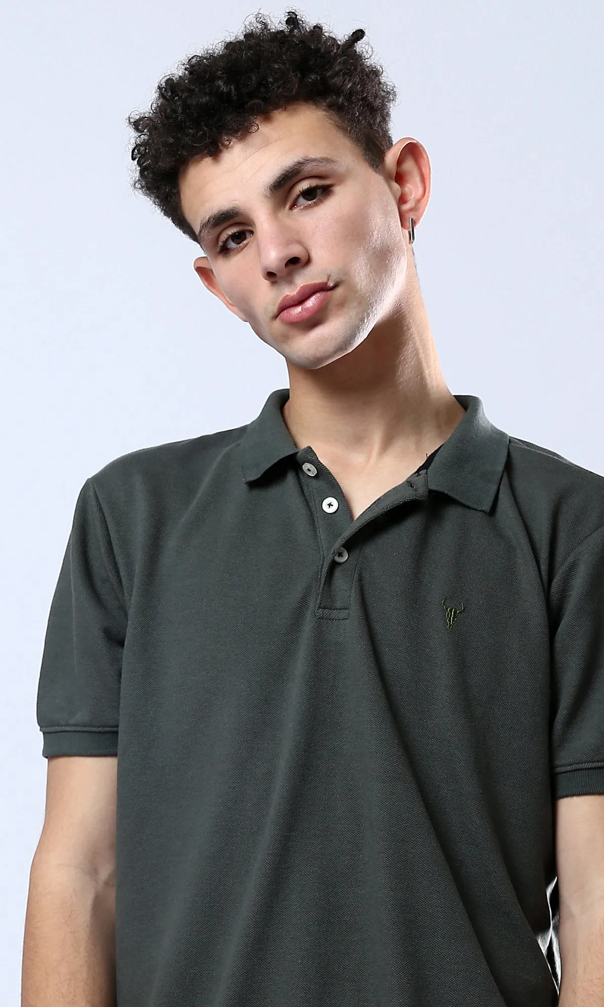 O178896 Dark Olive Solid Comfy Polo Shirt