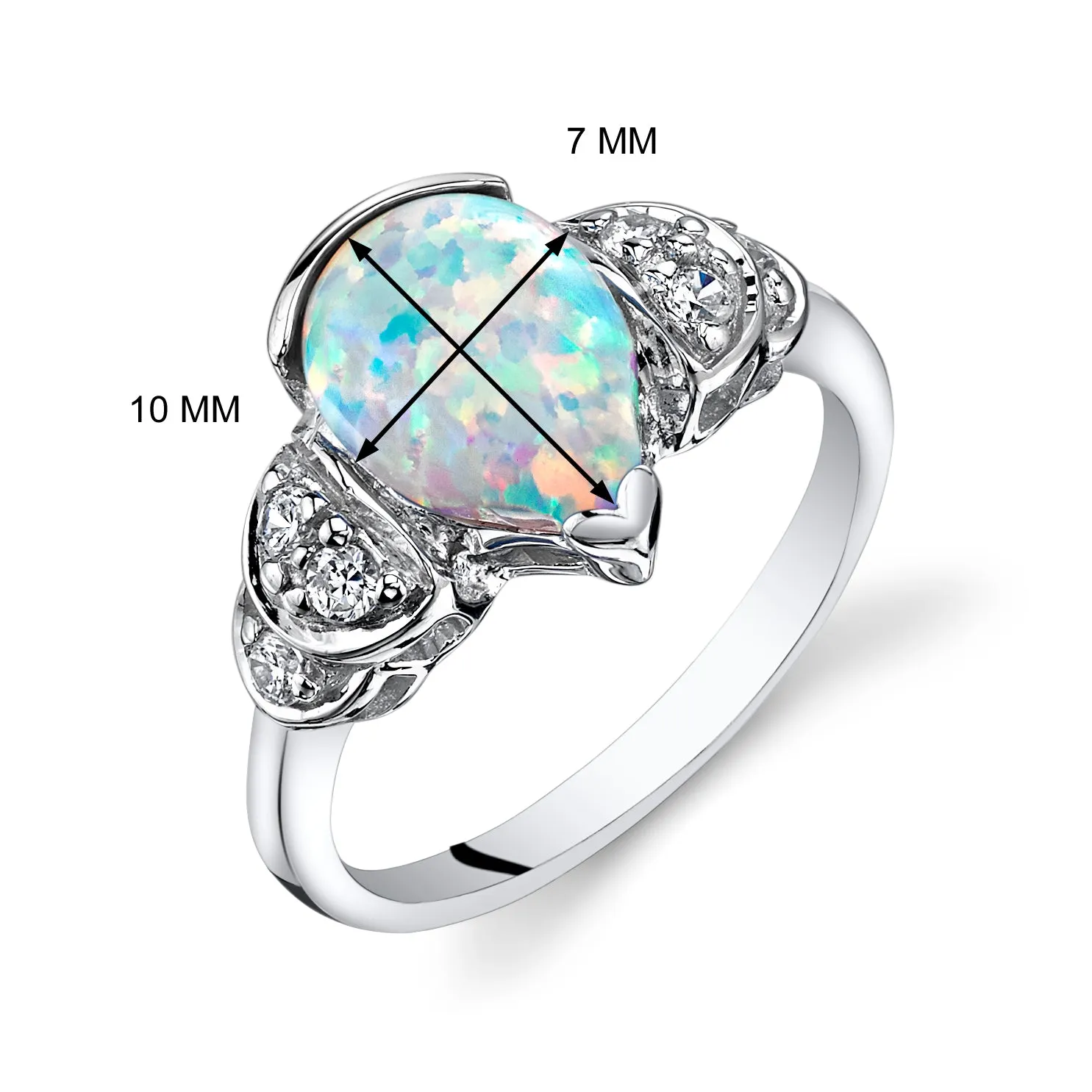 Opal Bellezza Ring Sterling Silver Tear Drop 1 Carat Size 5