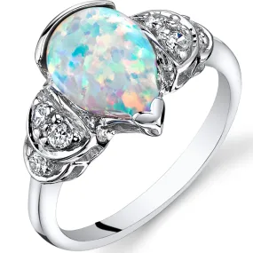 Opal Bellezza Ring Sterling Silver Tear Drop 1 Carat Size 6