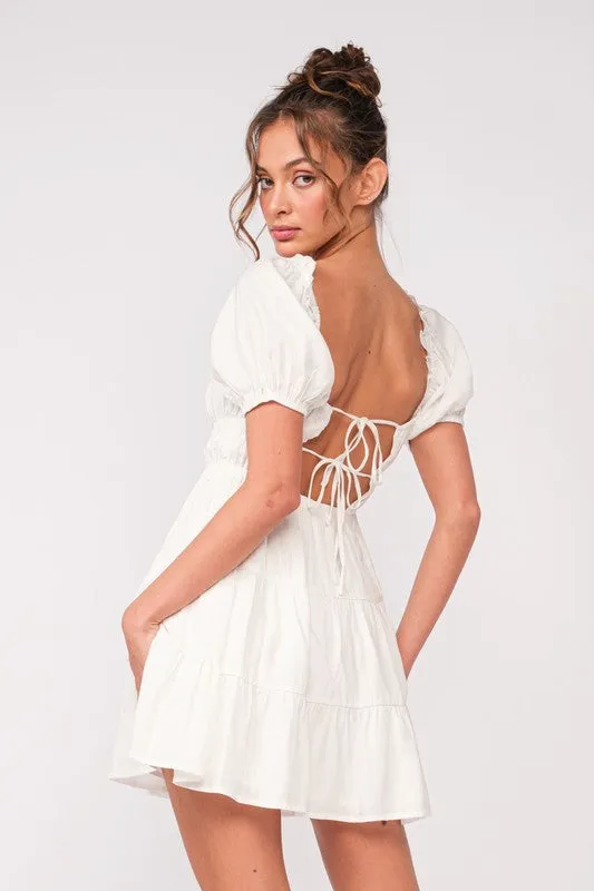 Open Back Double Ties Tiered Mini Dress