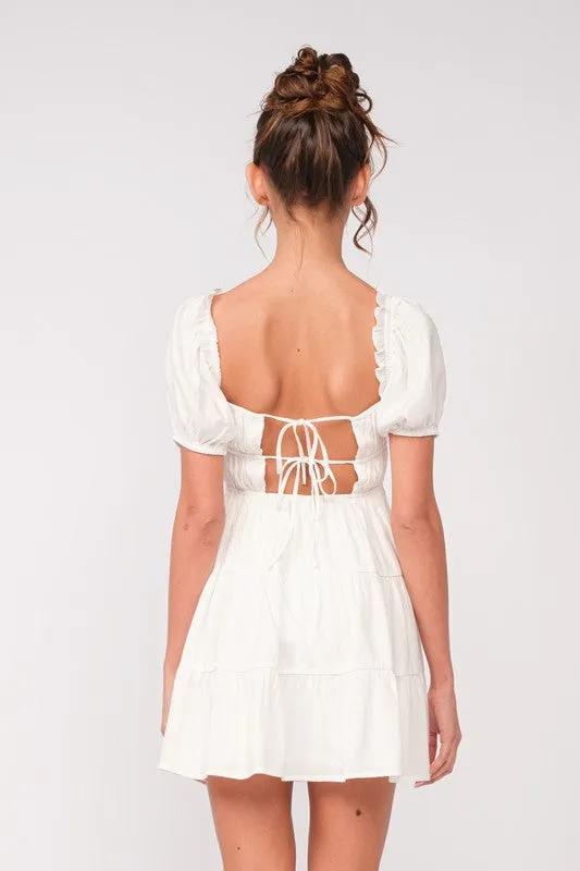 Open Back Double Ties Tiered Mini Dress