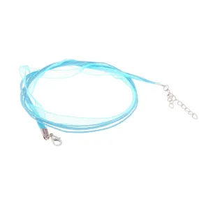 Organza Ribbon Cord Necklace Sky Blue and Match 18 with 1.5 Extender, bottlecap, scrabble tile jewelry