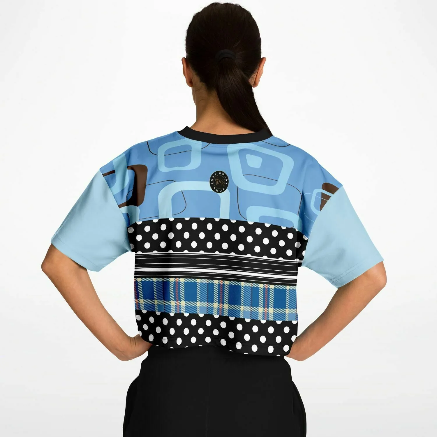 Pacific Palisades Blue Patchwork Crop Jersey