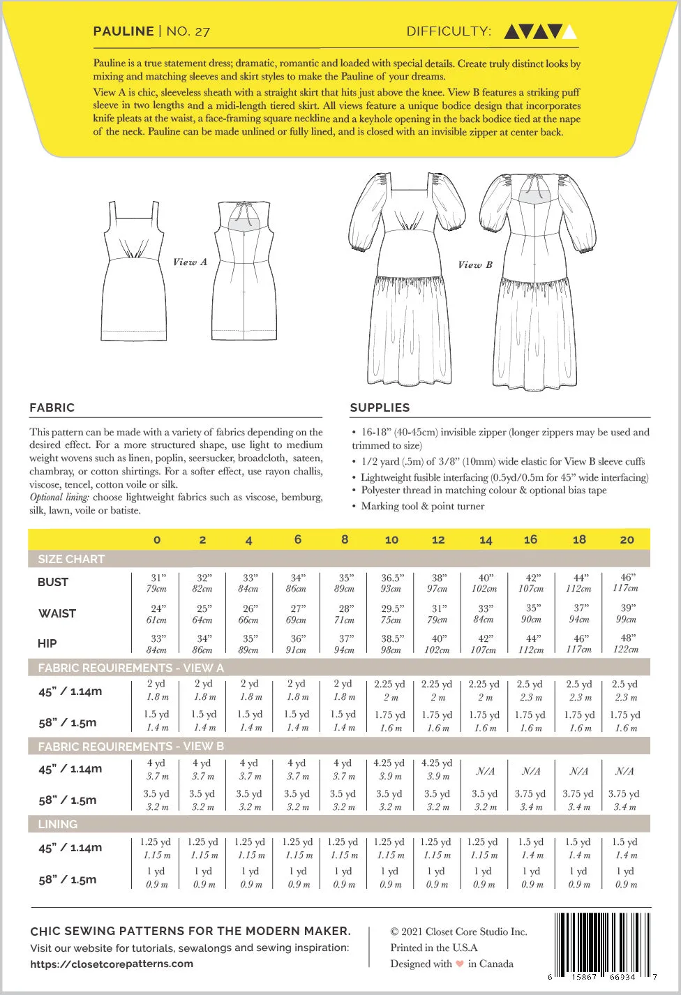 Pauline Dress Sewing Pattern by Closet Core Patterns