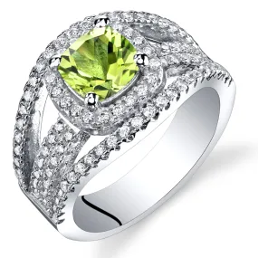 Peridot Cushion Cut Sterling Silver Ring Size 5