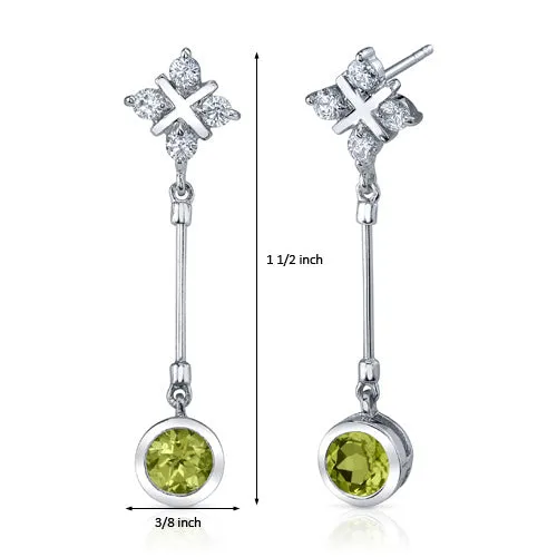 Peridot Earrings Sterling Silver Round Shape 2 Carats