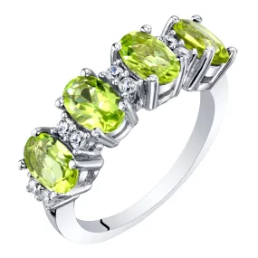 Peridot Oval Cut Sterling Silver Band Size 8