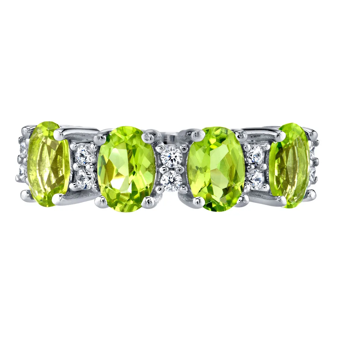 Peridot Oval Cut Sterling Silver Band Size 8