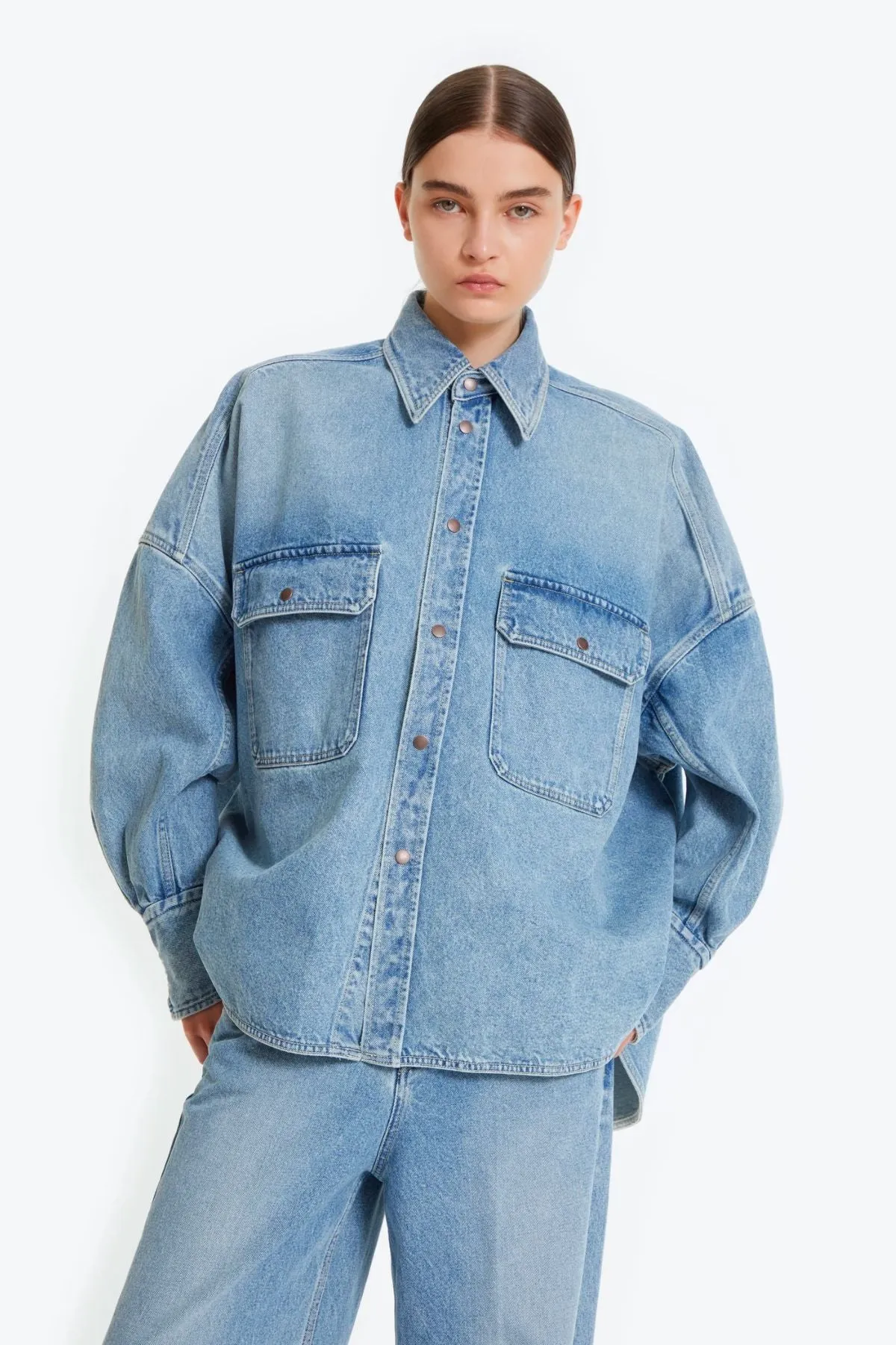 Petar Petrov Oversized Denim Shacket - Light Blue