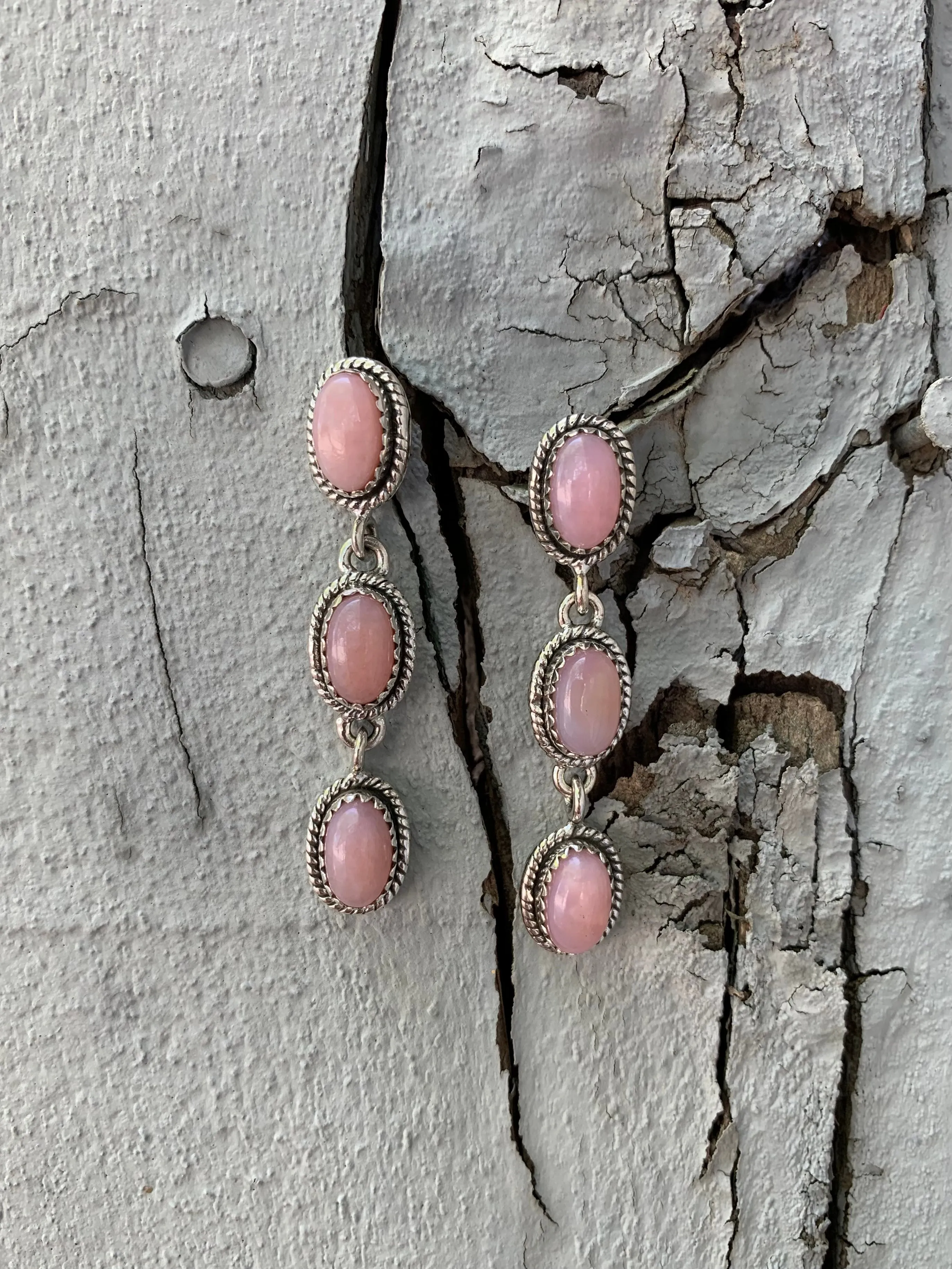 Pink Opal Post earrings