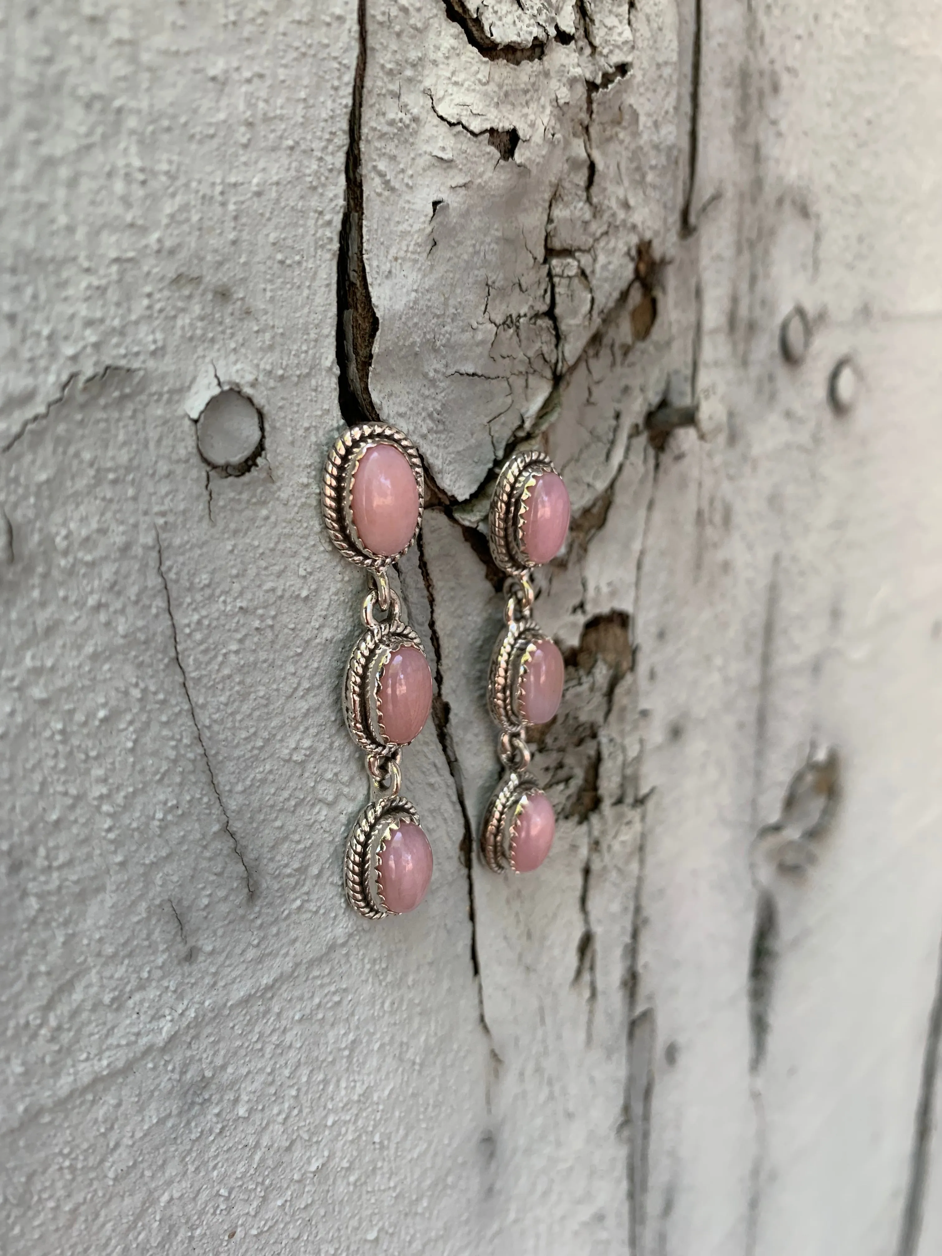 Pink Opal Post earrings