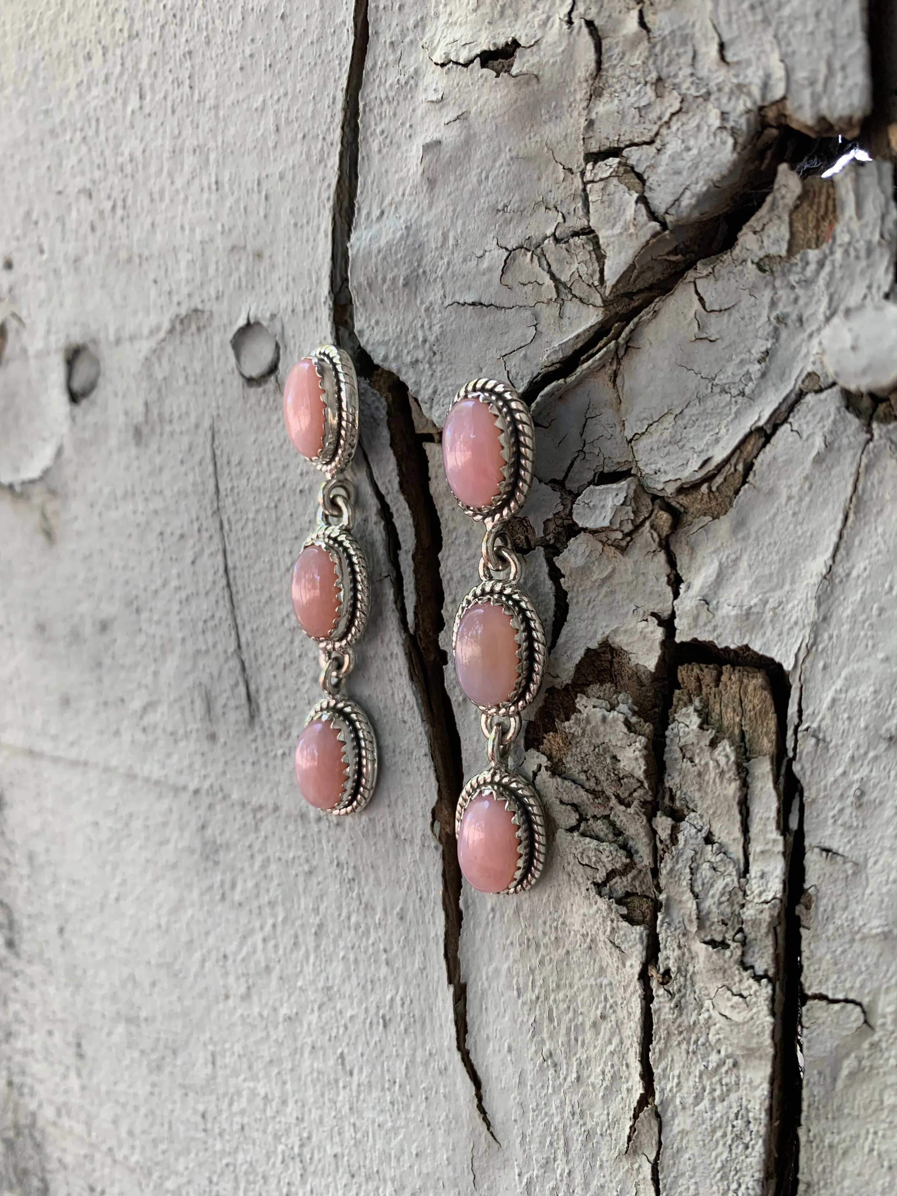 Pink Opal Post earrings