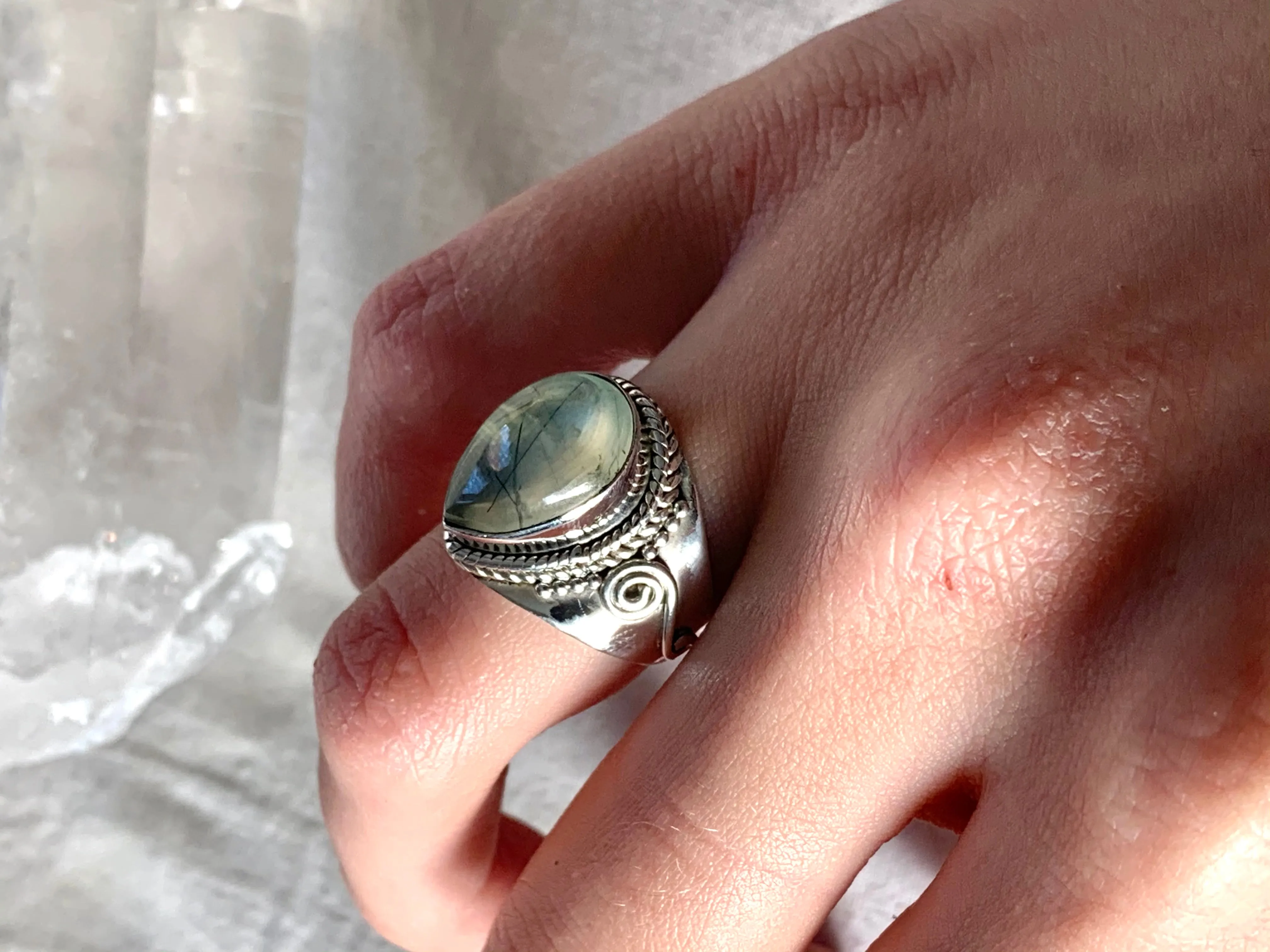 Prehnite Calliope Ring