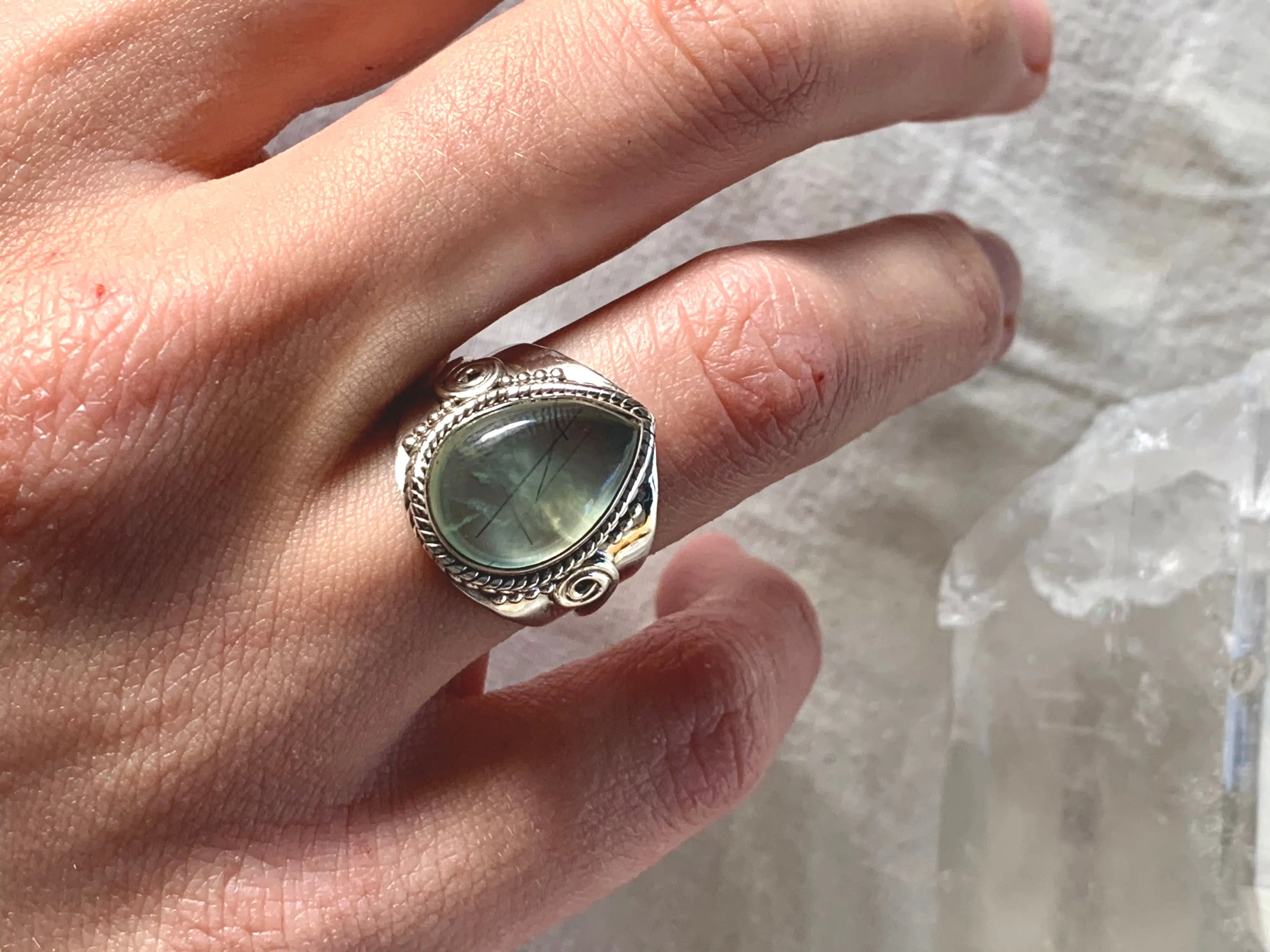 Prehnite Calliope Ring