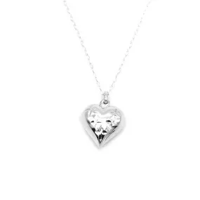 Puff Heart with Cross Diamond Cut Cable Chain Necklace