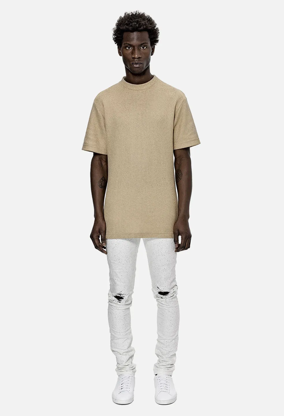 Raschel Mock Tee / Beige