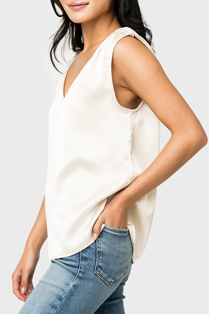 Reverly Cinched Detail Satin Top