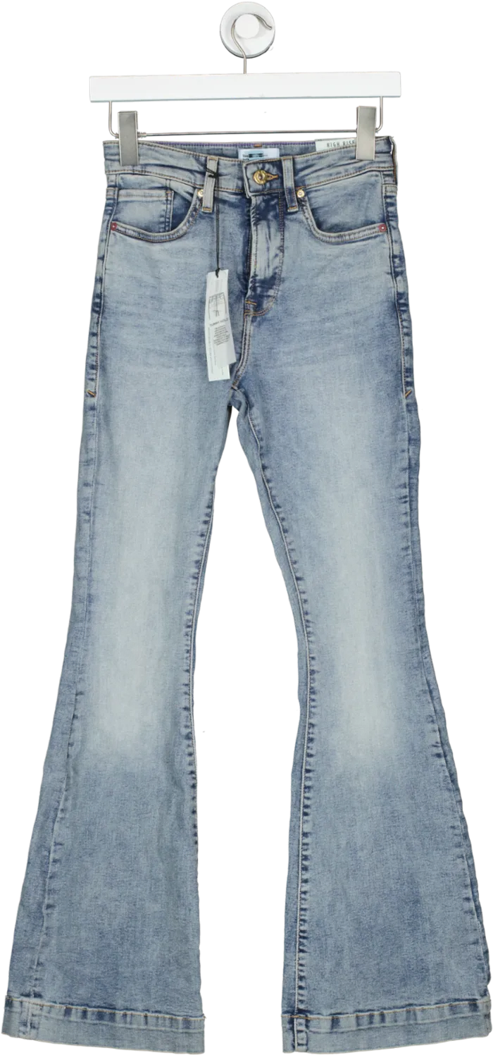 River Island Blue High Rise Flare Jeans UK 8