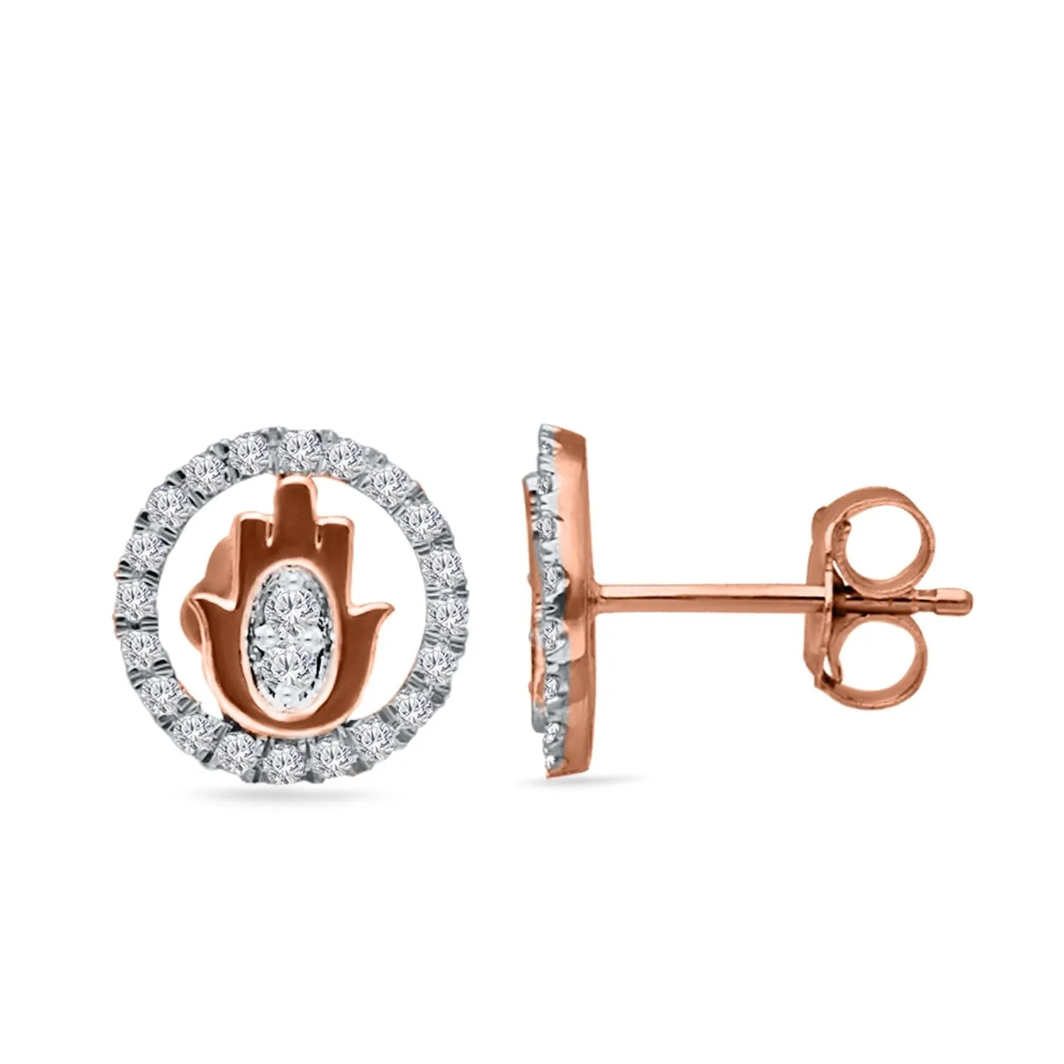 Rose Gold Diamond Hamsa Earrings