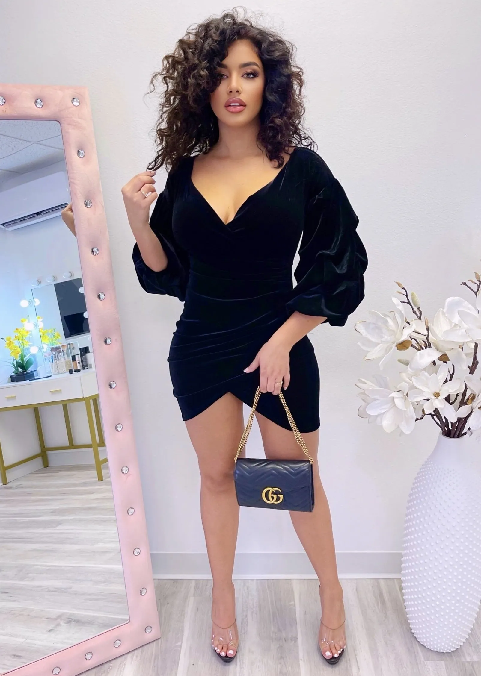 Roselyn Velvet Off Shoulder Mini Dress