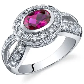 Ruby Oval Cut Sterling Silver Ring Size 5