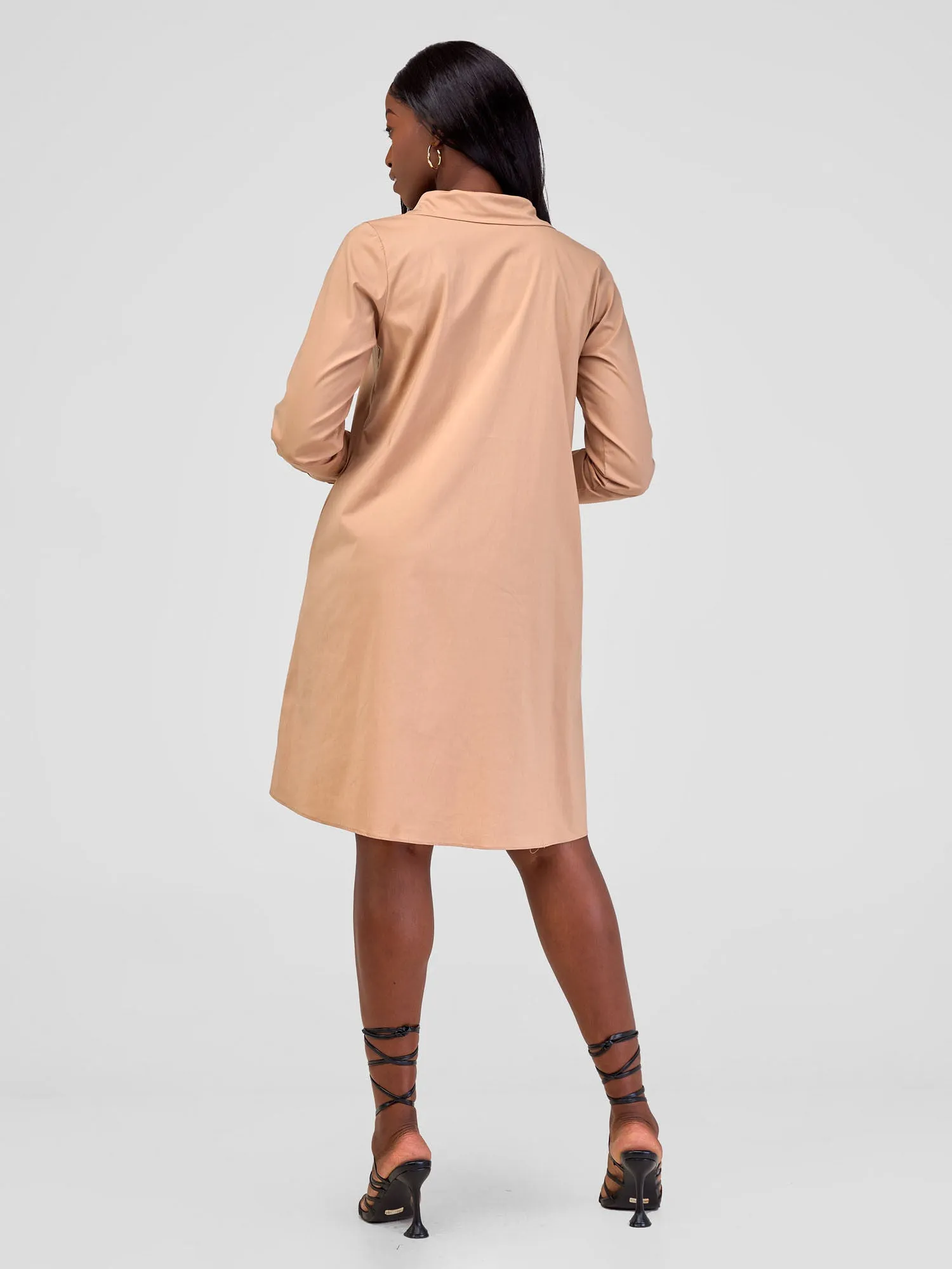 Safari Basic Shirt Tent Dress - Taupe