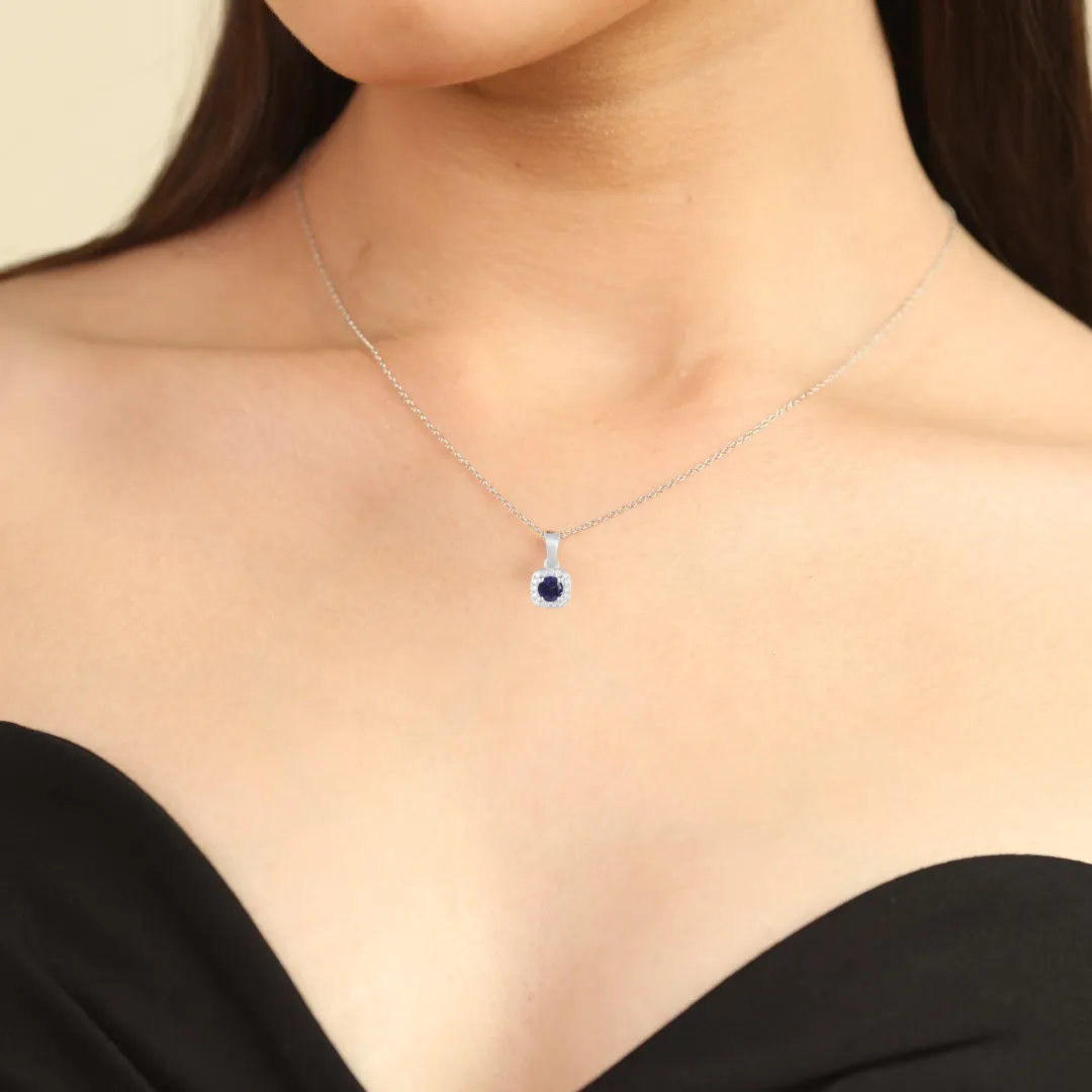 Sapphire Halo Necklace