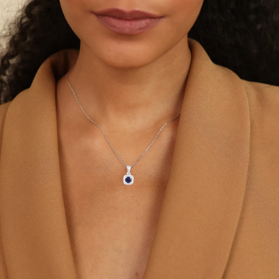 Sapphire Halo Necklace