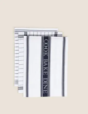 Set of 3 Cotton Rich Striped Tea Towels