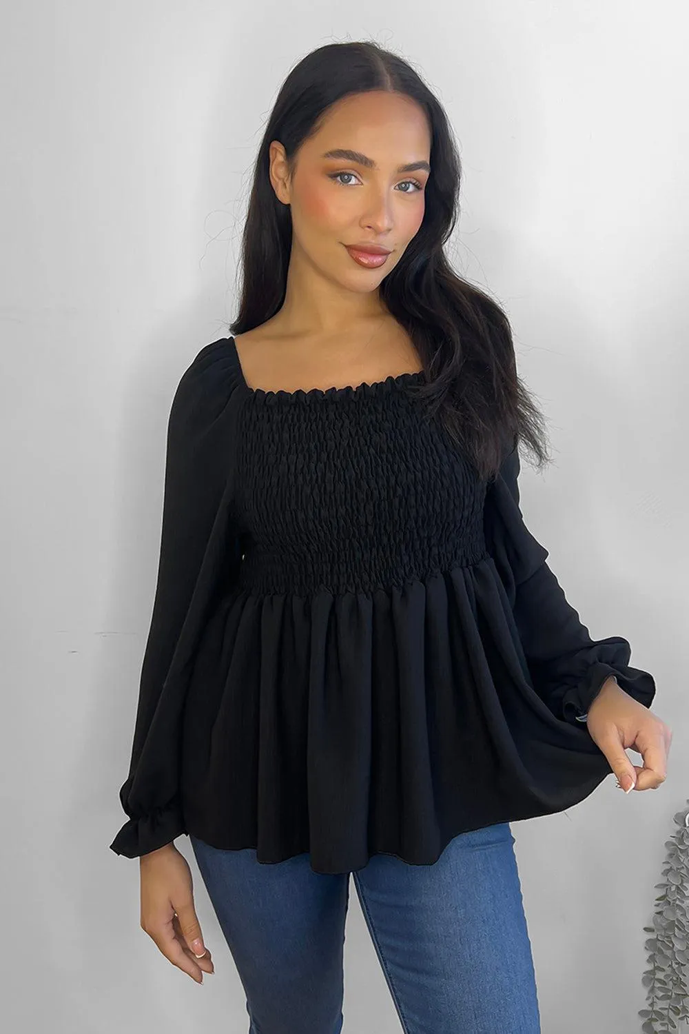 Shirred Bustier Milkmaid Top