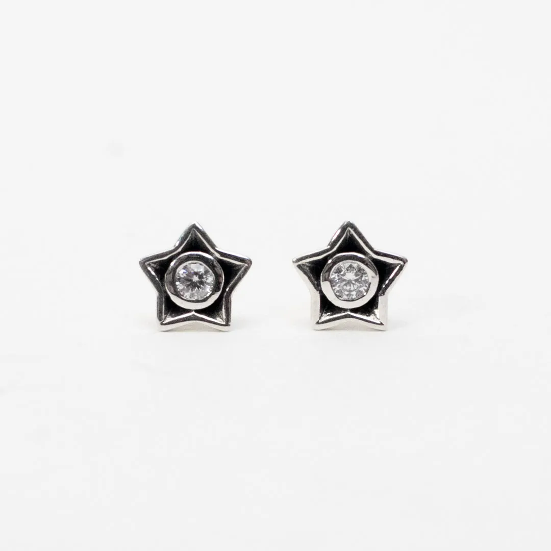 Silver Crystal Star Studs