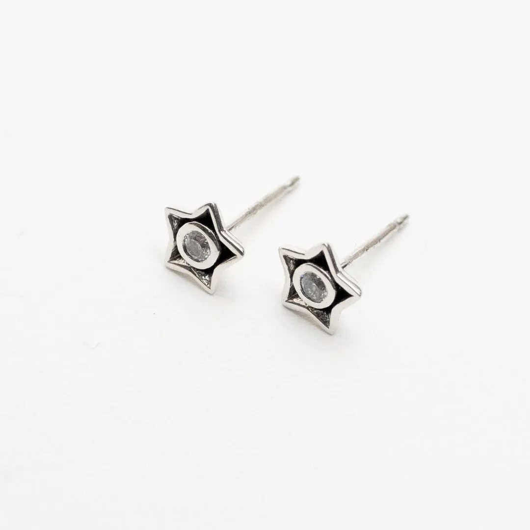 Silver Crystal Star Studs