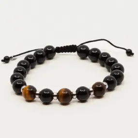 Single Chunky Combo Bead Bracelet - Onyx & Tiger's Eye