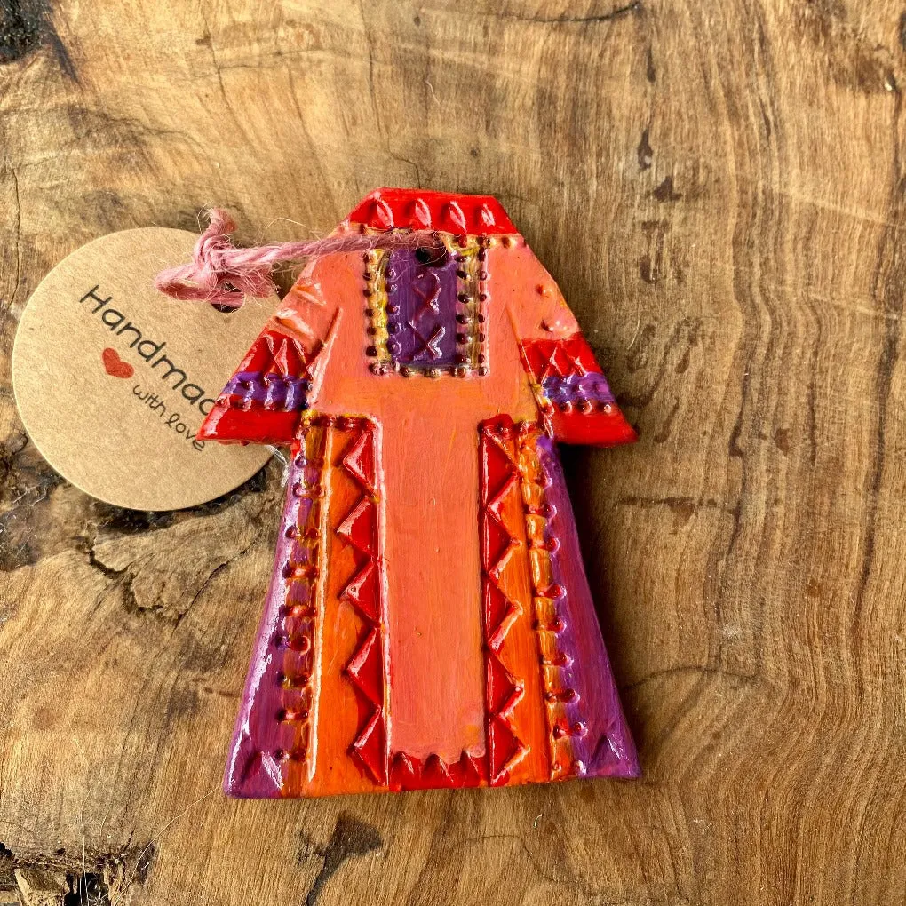 Small Decorative Palestinian Dress | Clay Thob Magnet or Ornament