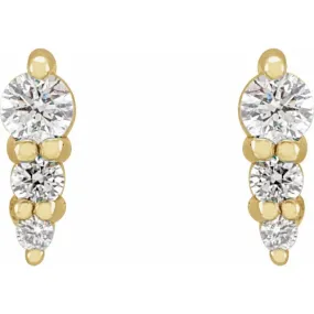 SMALL THREE STONE GRADUATED DIAMOND BAR EARRING